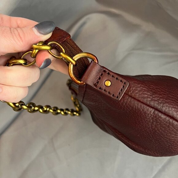 Fossil Tan Brown‎ Leather Mini Chain Shoulder - Picture 8 of 11